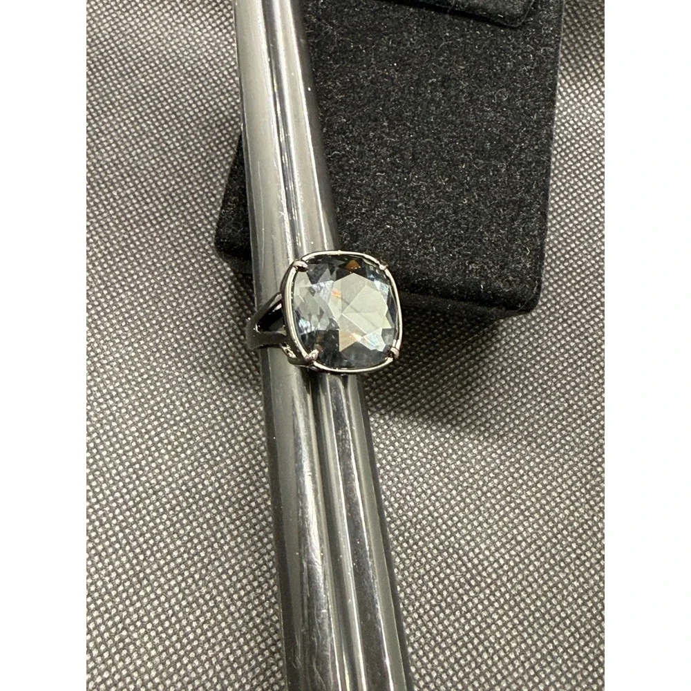 DEADSTOCK Premier design Gun Metal Grey Cushion Cut Cocktail Ring Size 6.5